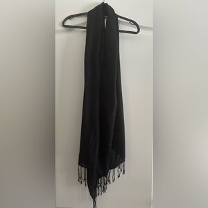 Elegant Black Scarf with Fringe